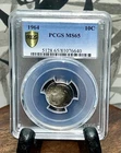 1964 Roosevelt Dime - PCGS MS65 - Gold Shield Holder Beautiful Natural Toning