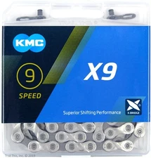 KMC X9 9-Speed Stretch-Proof Bike Chain Road MTB X9.93 fits Shimano SRAM Campy 