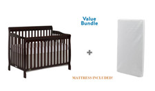 New 5 in 1 Convertible Baby Crib W/ Mattress Toddler Nursery Bed Changer Side