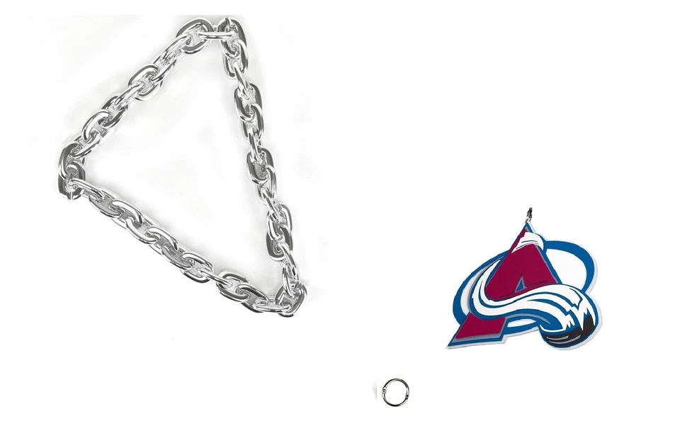 New NHL COLORADO AVALANCHE BIG SILVER Fan Chain Necklace 3D Foam - Image 2 of 3