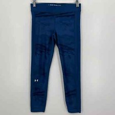 Under Armour Leggings Women's Size S Blue Compression Heat Gear UA Logo Cropped