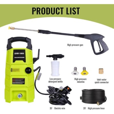 Electric Pressure Washer Garden Auto Car 1800PSI 1.6GPM Power Washer w 20FT Hose