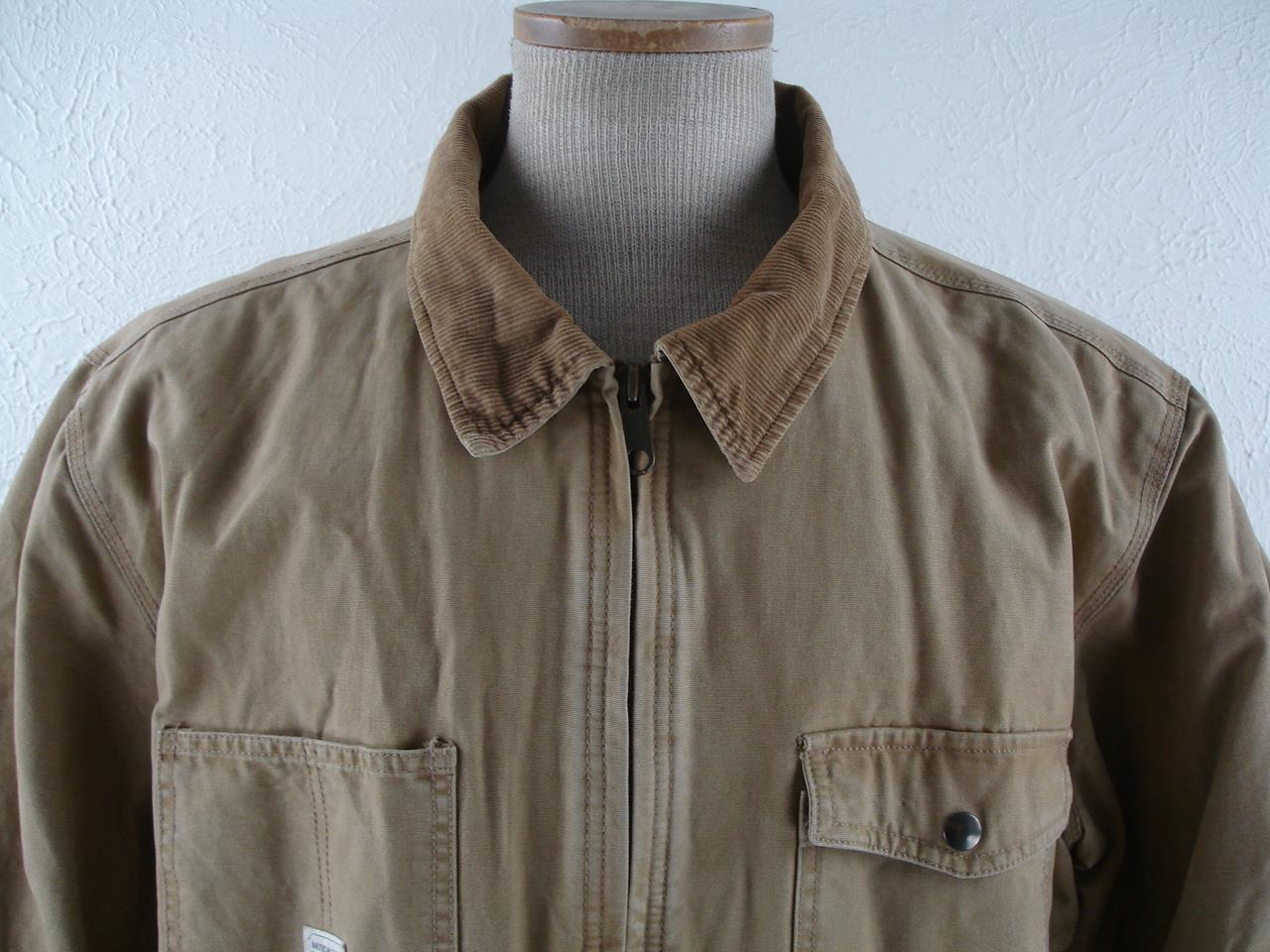 Mens XXL American Eagle AEO Khaki Canvas Field Jacket Barn Chore Corduroy Collar image 2