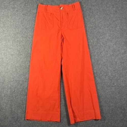 Maeve Anthropologie Womens Colette Wide Leg Crop Pants Orange Linen Sz 29 Boho
