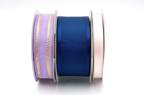 1.5" & 3/4" x25YD+ 3/8 "20YD Classy royal Blue & Purple Ribbon - Picture 4 of 5