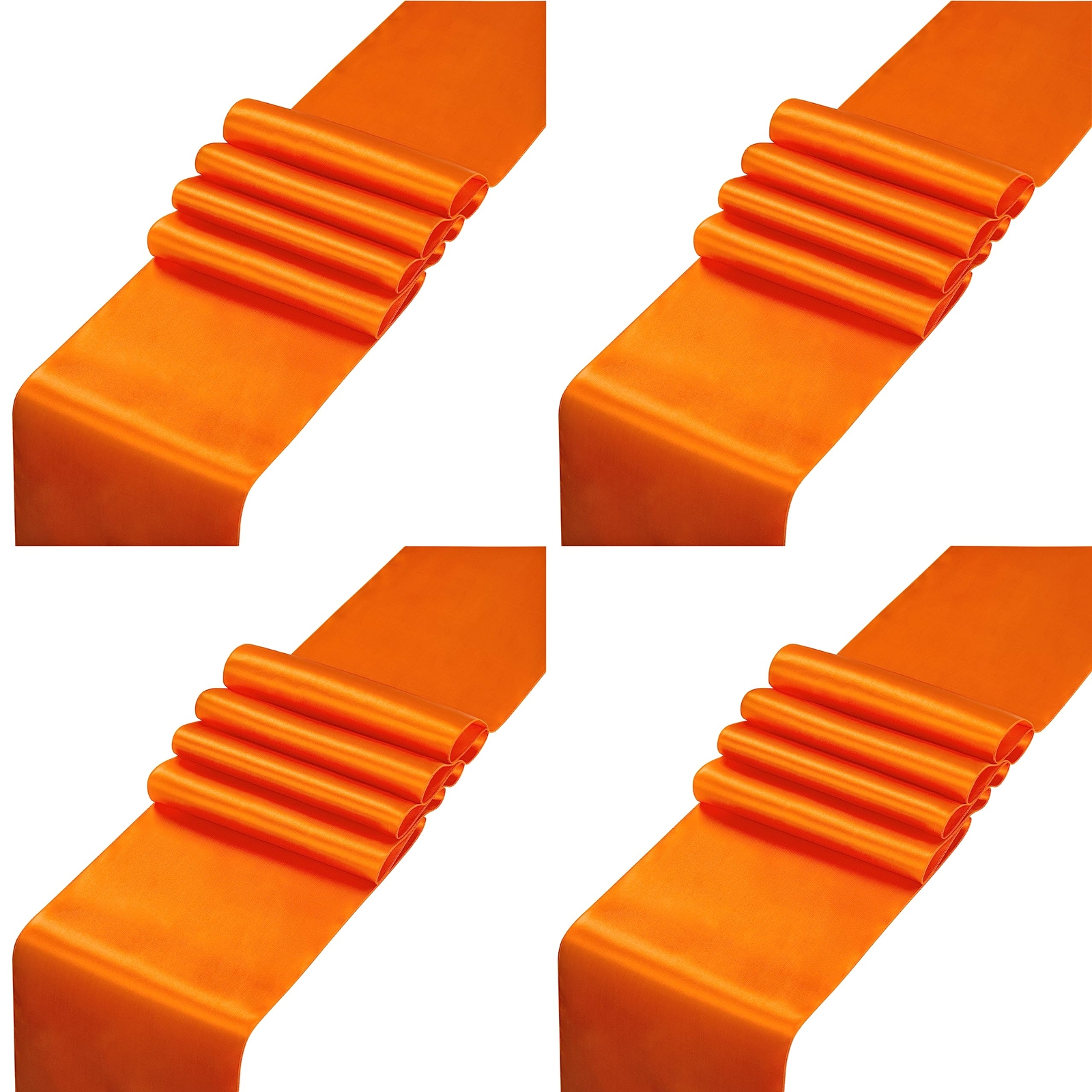 Counfeisly 4pcs Orange Satin Table Runners 12