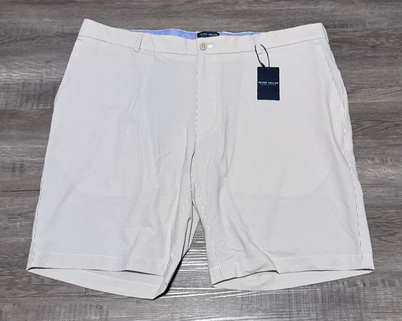 Peter Millar Crown Crafted Men's Sz 40 Sand Dune Matlock Seersucker Golf Shorts