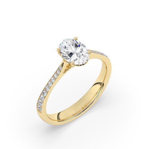 Oval Solitaire 18K Yellow Gold Engagement Ring, 0.50 ct, Natural GIA - Picture 12 of 21