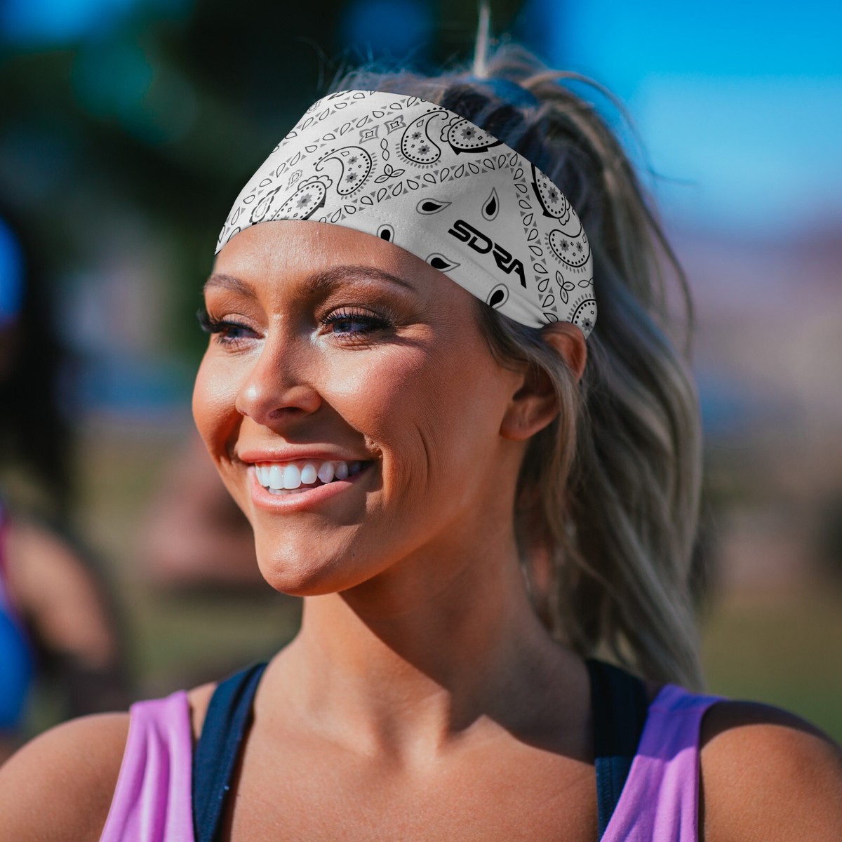 Suddora White Paisley Bandana Headband - Made in USA - Vintage