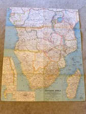 Vintage 1962 National Geographic Map Southern Africa Folded Paper