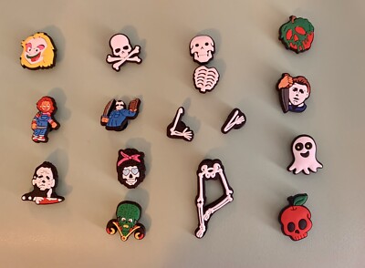 16 Pc Halloween Horror Inspired PVC Cartoon Shoe charms Compatible W/ Crocs
