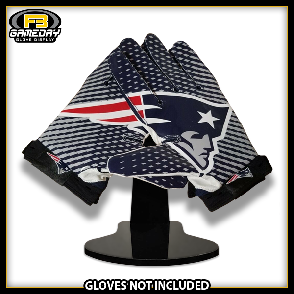 Football Receiver Gloves Display w/ Stand for New England Patriots