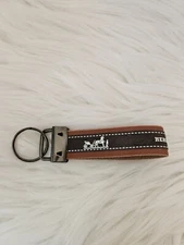 Hermes Upcycled Repurposed Leather Keychain Key Fob Accessories  Authentic