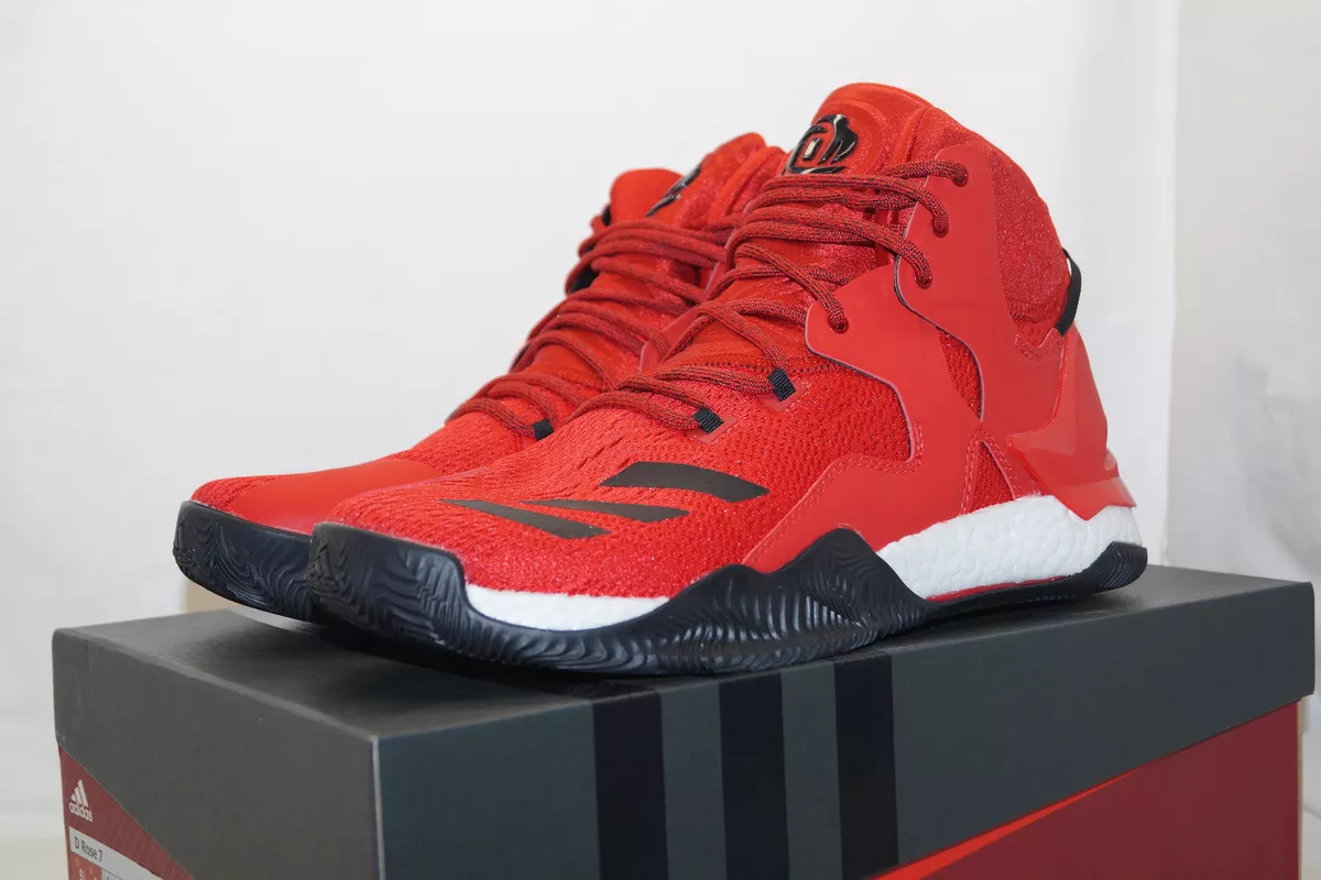Adidas d rose 7 Red White Black Basketball Bball Eu 54.6 UK 18 Shoes B54136