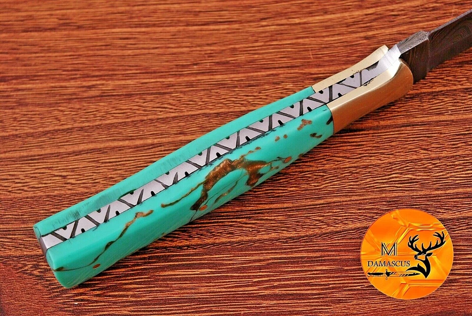 CUCHILLO BOTA DE ACERO DAMASCO FORJADO HECHO A MANO PERSONALIZADO LANZAR DAGA DE CAZA - 863 Foto 3 de 4