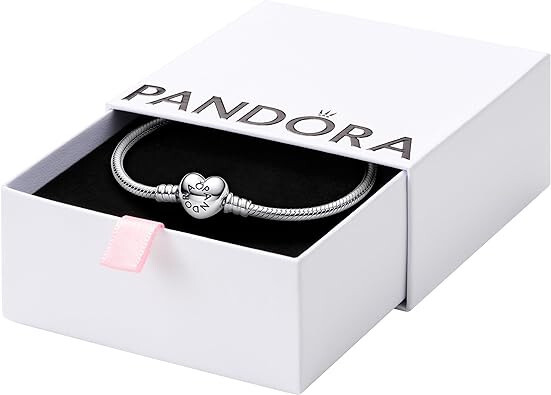 PANDORA Sterling Silver Charm Bracelet Moments Heart Clasp Snake