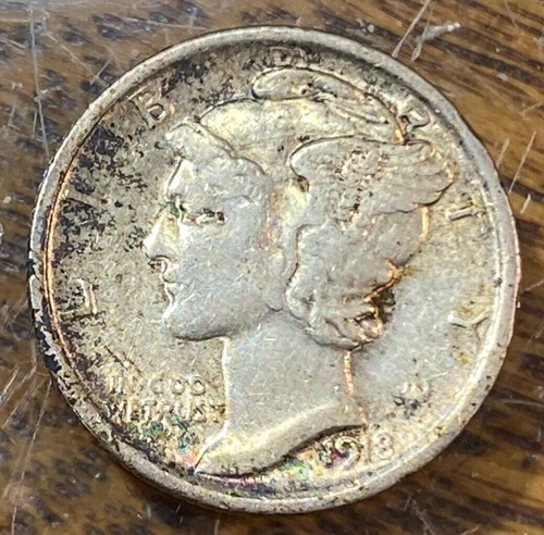 1918 Mercury Dime Nice Original AU CHRC