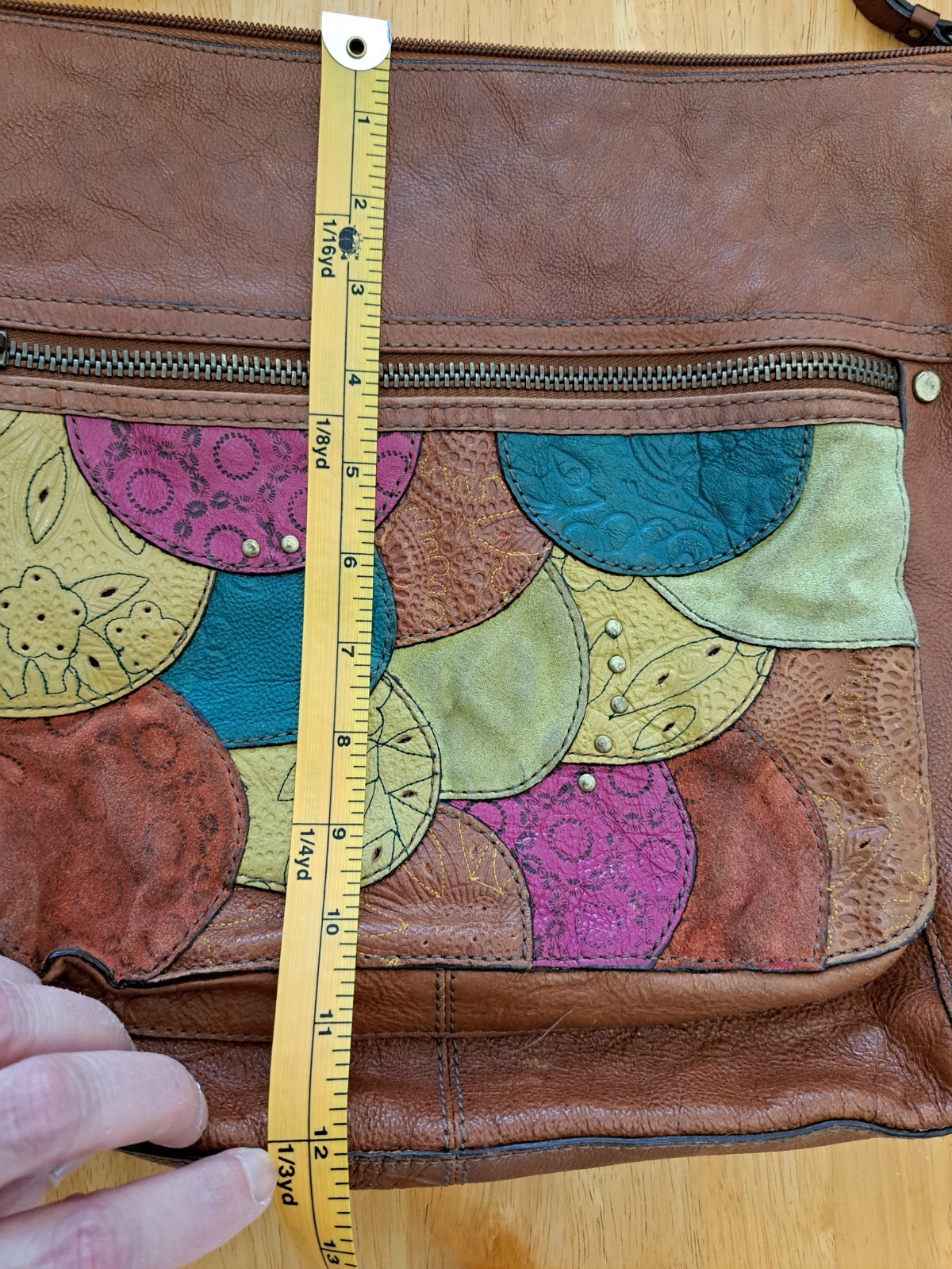 Fossil Multicolor Patchwork Leather Suede Pocket … - image 10