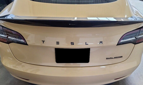Gloss Carbon Fiber Emblem Logo for TESLA Model 3 Y Hood +Trunk Letters - Picture 6 of 12