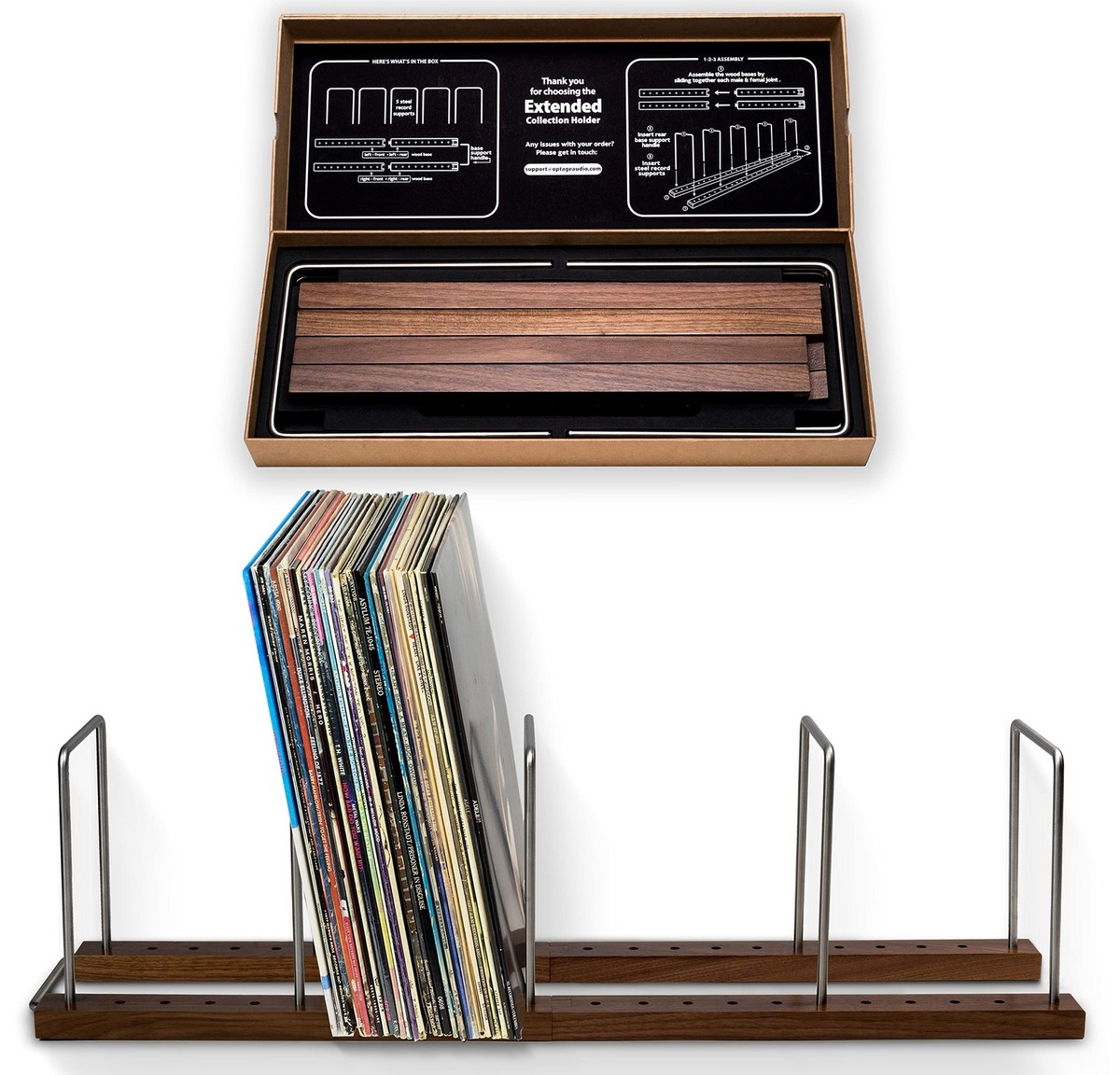 150 LP Vinyl Record Holder, Solid Walnut Vinyl Record Storage