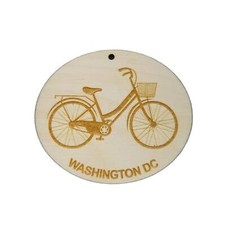 Washington DC Wood Ornament - Womens Bike or Bicycle - Handmade Made in USA