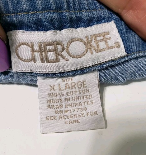Cherokee Blue Jean Denim Sleeveless Dress Jumper Button Down XLarge Vtg - Picture 6 of 9