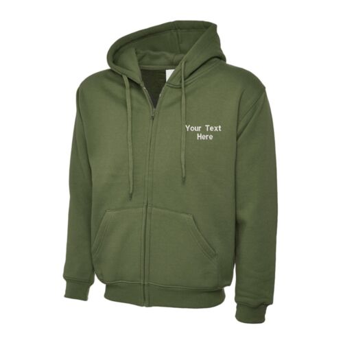 Personalizzato Ricamato Zip Intera Felpa con Cappuccio Testo Logo Unisex Lavoro - Picture 23 of 24
