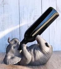 Ebros Kitchen Decor Playful Safari Elephant Wine Bottle Holder Figurine Animal