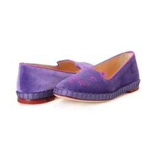 Ballet Flats Shoes Charlotte Olympia Girls "INCY VENETIAN CATS" Purple Velvet