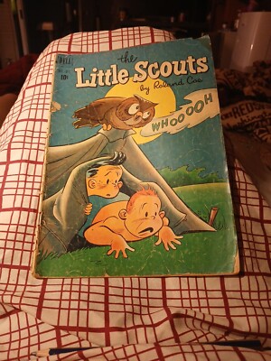 LITTLE SCOUTS #2 Golden Age Dell Comics 1951 Boy Camping Owl Cover Cartoon Book 