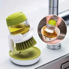 Multifunctional Pressing Cleaning Brush 2 in 1 Soap Dispensing Dish Scrub  green