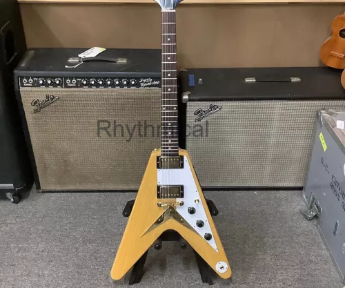 1958 Flying V Electric Guitar Reissue Natural Gold Hardware Fast Ship X4