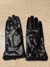 women leather gloves black size S