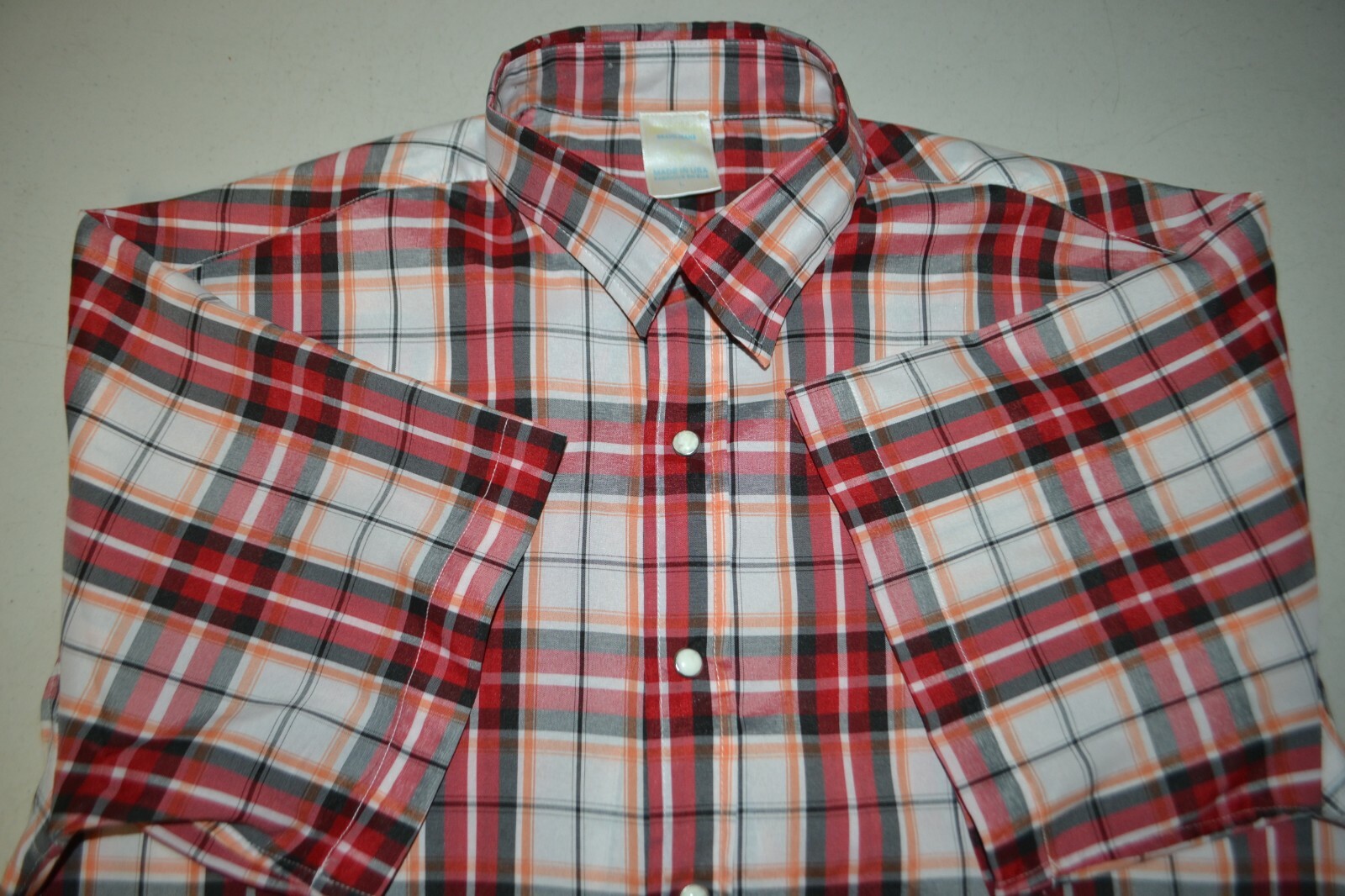 True Religion Men's U Embroidered Plaid Snap Button Short Sleeve Shirt Sz L thumbnail 7