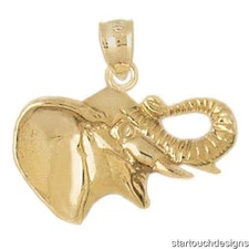 New 14k Yellow Gold Elephant Pendant