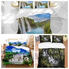 3D Mountains Waterfall Forest Landscape Quilt Cover Duvet Cover Comforter set