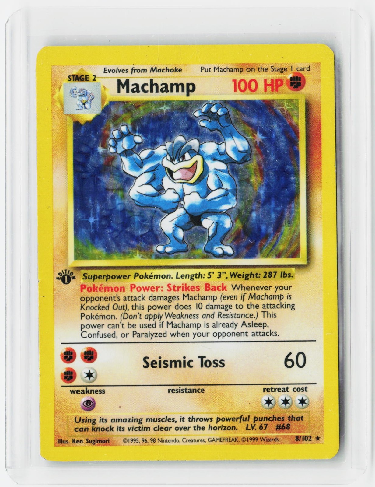 1999 Pokemon 1st Edition Machamp #8/102 Set Holo