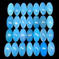 25 Pcs Natural Sky Blue Chalcedony 18x9mm Oval Cabochon Loose Glossy Gemstones