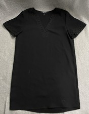 Madewell Ballad Mini Tunic Dress Women's 10 Black Cutout Sleeves V-Neck Hipster