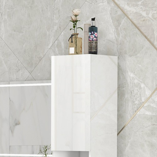 kleankin High Gloss Bathroom Floor Cabinet Storage Cupboard with Doors - Picture 8 of 9
