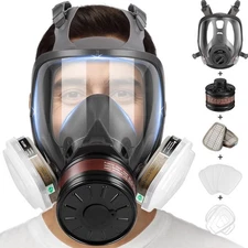 Full Face Respirator Mask Silica Gel Gas Mask with Activated Carbon Filters