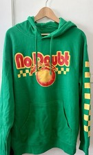 No Doubt L Green Cotton Pullover Hoodie Graphic Print Pockets New