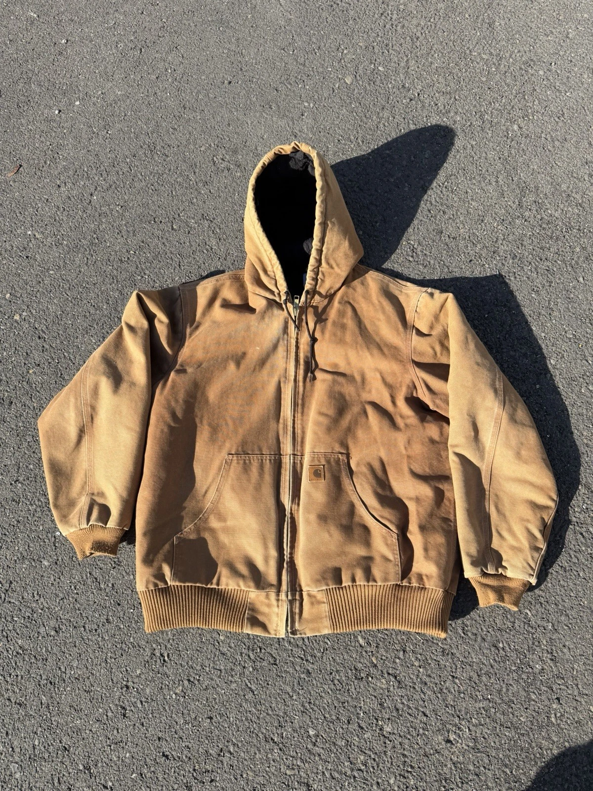Carhartt Thermal Lined Jacket Mens Size XL Carhartt Brown J130 Hood Made in USA