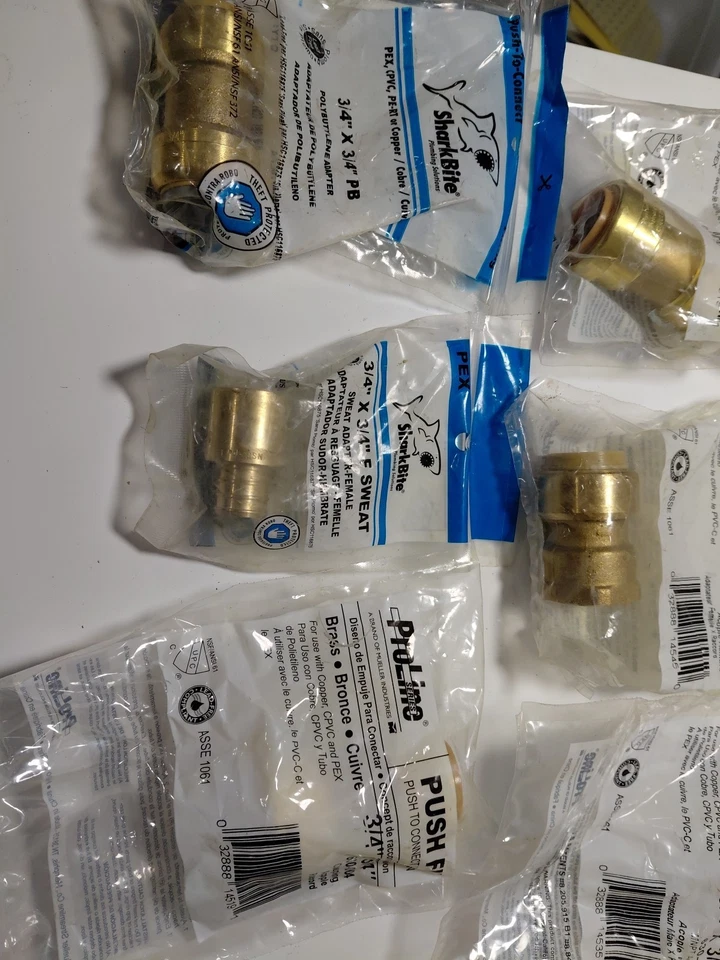 6) 3/4" Push Fit Brass Couplings – SharkBite & ProLine – New Sealed - Image 3 of 4
