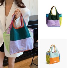 Colorful Canvas Tote Bag Shopping Lightweight Reusable Foldable Travel Pockets