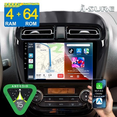 4+64GB Android 15 Autoradio GPS Navi CarPlay BT Für Mitsubishi Mirage Space Star