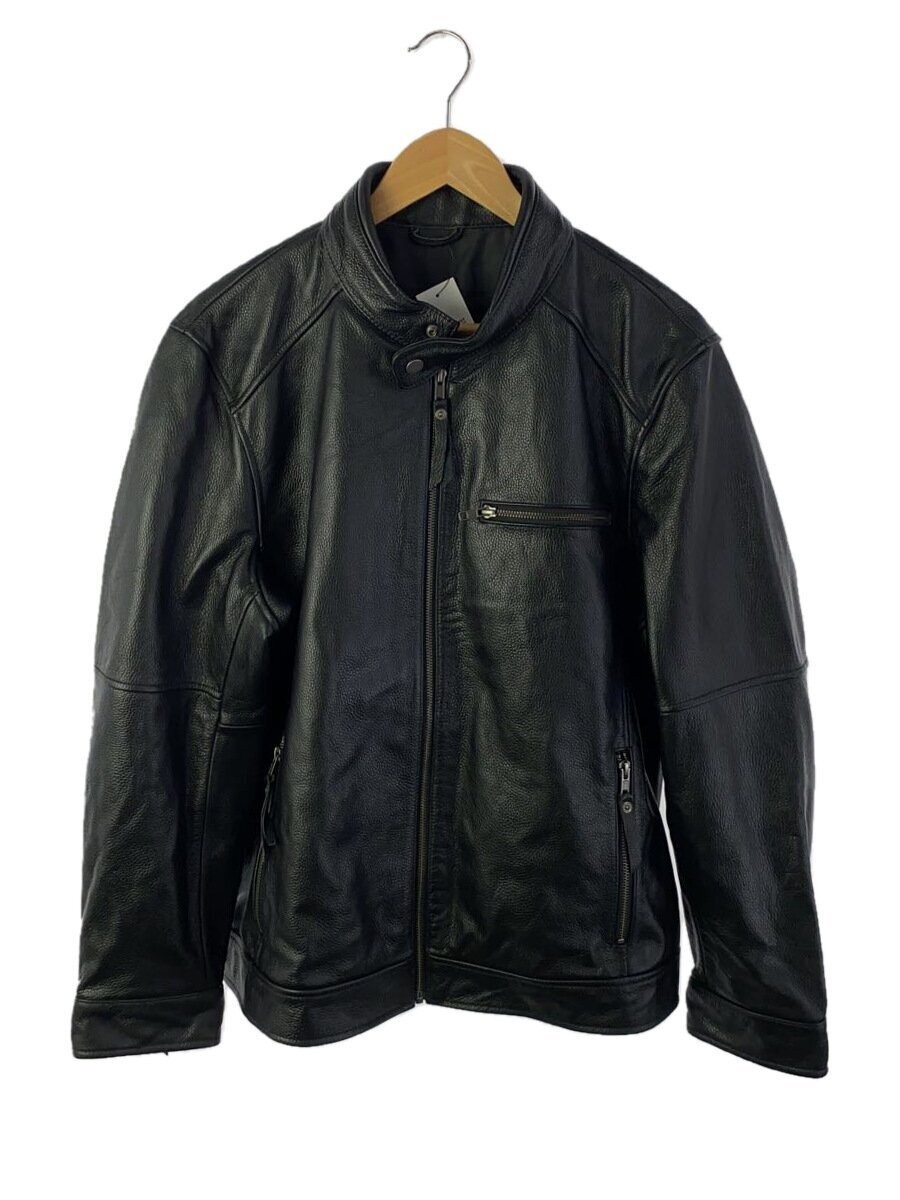 Viiboy Black Plain Leather Blouson Jacket in XXL Size 2246