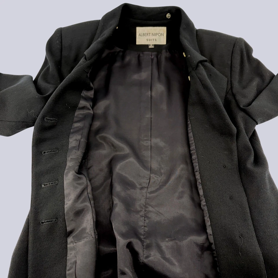 Albert Nippon Suits Womens Black WOOL Blazer Jacket Size 8 - Image 4 of 4