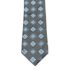 Jos A Bank Signature Collection Silk Tie Blue Silver Diamond Geometric Career