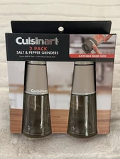 Cuisinart Salt Shaker and Pepper Grinder Set 4Oz Glass New RARE Almond Sleek Top